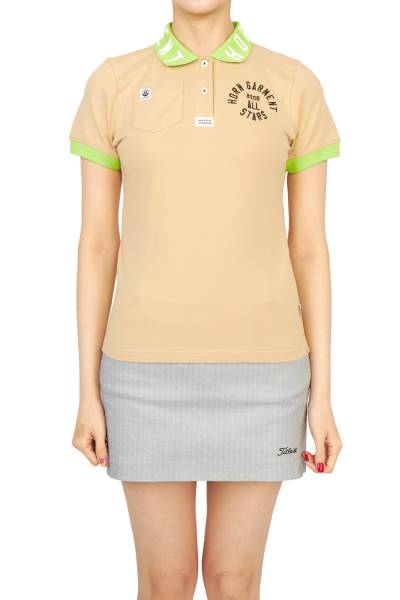 혼가먼트(HORN GARMENT) 골프웨어 여성 카라 반팔티셔츠 HCW 3A AP01 BEIGE