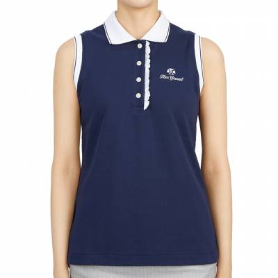 혼가먼트(HORN GARMENT) 에스테 여자 골프 폴로 민소매 티셔츠 HHW 2A AP53 NAVY