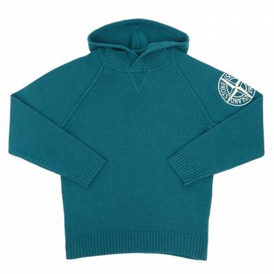 스톤아일랜드키즈(STONE ISLAND KIDS) 와펜 로고 키즈 후드 울 니트 7716508A1 V0023 10A12A