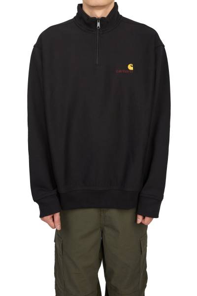 칼하트윕(CARHARTT WIP) 아메리칸 스크립트 반집업 남자 하이넥 기모 긴팔 맨투맨 티셔츠 루즈핏 I027014 89XX