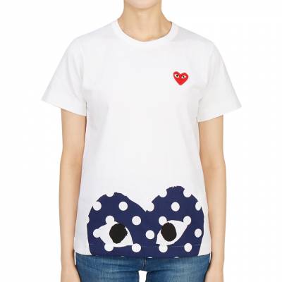 꼼데가르송(COMME DES GARCONS) 레드하트와펜 도트 여자 반팔티셔츠 AZ T235 051 1