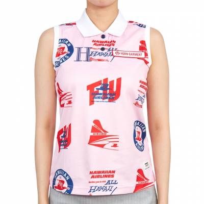 혼가먼트(HORN GARMENT) 에어라인 올 오버 여자 골프 카라 민소매 티셔츠 HCW 2A AP81 PINK