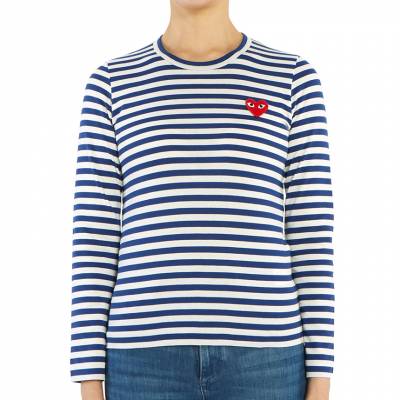 꼼데가르송(COMME DES GARCONS) 레드 하트와펜 스트라이프 여자 긴팔티셔츠 AZ T163 051 2