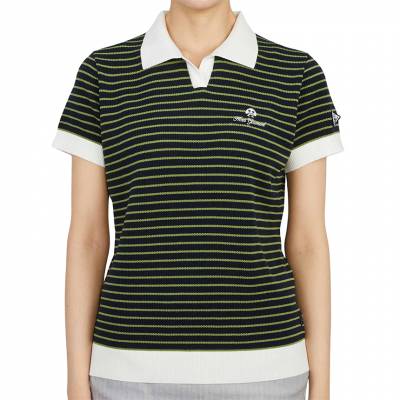 혼가먼트(HORN GARMENT) 골프웨어 여성 반팔 니트 HHW 2A AB53 NAVY GREEN