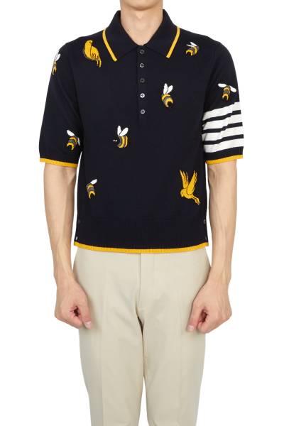 톰브라운(THOM BROWNE) 남성 카라 반팔 니트 MKP083A Y1002 415