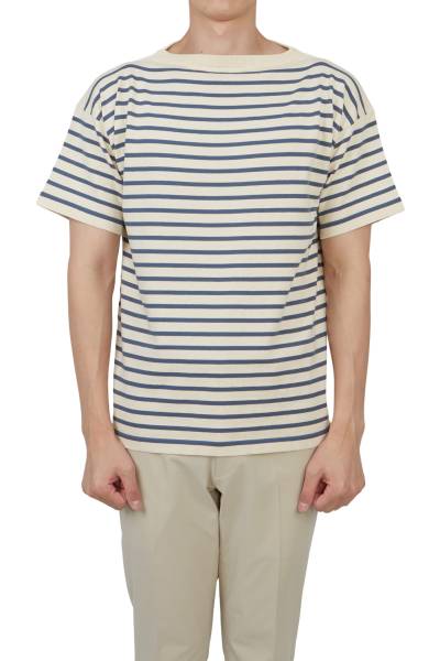 안데르센 안데르센(ANDERSEN ANDERSEN) 남성 반팔 니트 BOATSMAN SHORT PETROLEUM STRIPE