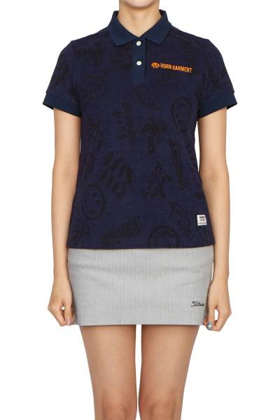 혼가먼트(HORN GARMENT) 골프웨어 여성 카라 반팔티셔츠 HCW 3A AP04 NAVY