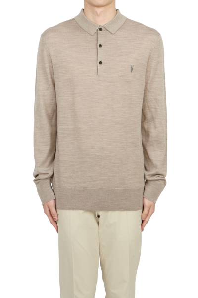 올세인츠(All Saints) 남성 카라 긴팔티셔츠 MK005D STONE TAUPE MARL