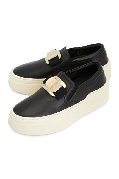 페라가모(FERRAGAMO) 뉴 바라 여성 슬립 CRISTAL NERO 0774815