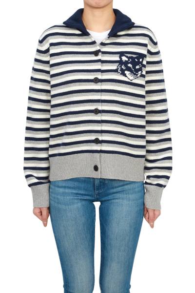 메종키츠네(MAISON KITSUNE) 폭스 헤드 스트라이프 여성 가디건 NW00503KM0329 B481