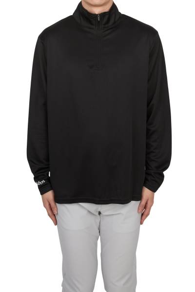 말본골프(MALBON GOLF) 골프웨어 에버그린 남성 반집업 긴팔티셔츠 ME0001 BLK