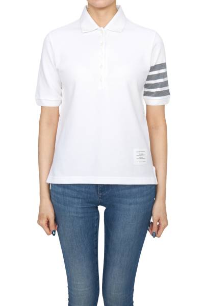 톰브라운(THOM BROWNE) 여성 카라 반팔티셔츠 FJP052G 07976 100