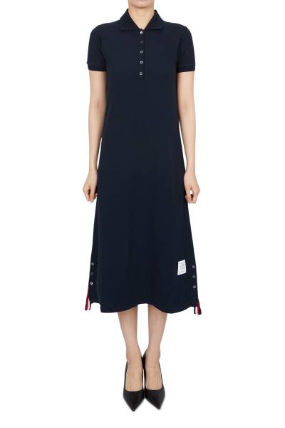 톰브라운(THOM BROWNE) 여성 카라 반팔 롱 원피스 FJD034A 00050 415