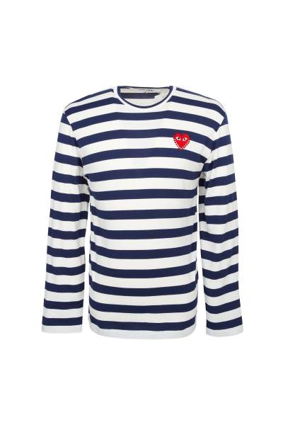 꼼데가르송(COMME DES GARCONS) 레드와펜 라인스톤 스트라이프 긴팔티셔츠 (남여공용) AX T805 051 1