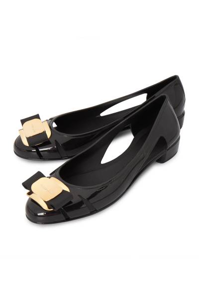 페라가모(FERRAGAMO) 바라 보우 여성 젤리 플랫슈즈 (발볼 C) NARA JELLY 0785441