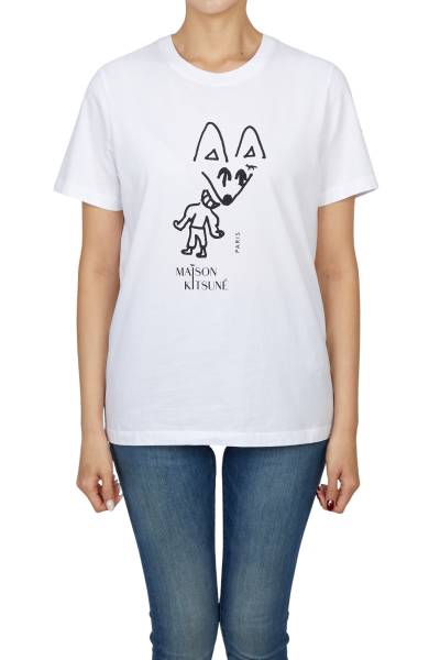 메종키츠네(MAISON KITSUNE) 파티 폭스 여성 반팔티셔츠 PW00120KJ7026 M186
