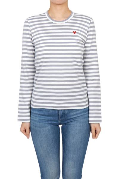 꼼데가르송(COMME DES GARCONS) 미니 레드와펜 스트라이프 여성 긴팔티셔츠 AZ T217 051 3