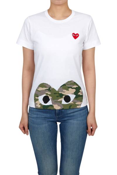 꼼데가르송(COMME DES GARCONS) 카모플라주하트 여성 반팔티셔츠 AZ T243 051 1