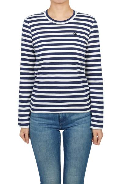 꼼데가르송(COMME DES GARCONS) 미니 블랙와펜 스트라이프 여성 긴팔 티셔츠 AZ T209 051 1