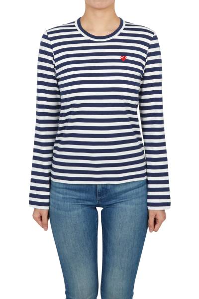 꼼데가르송(COMME DES GARCONS) 미니 레드와펜 스트라이프 여성 긴팔 티셔츠 AZ T207 051 1