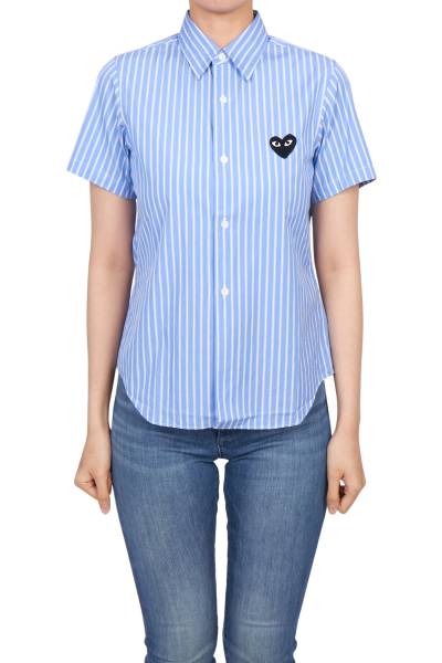 꼼데가르송(COMME DES GARCONS) 블랙와펜 스트라이프 여성 반팔 셔츠 AZ B021 051 1 AZ B021 051 1 22