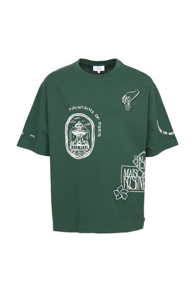 메종키츠네(MAISON KITSUNE) 아트 누보 스탬프 남성 반팔티셔츠 QM00107KJ0119 P399