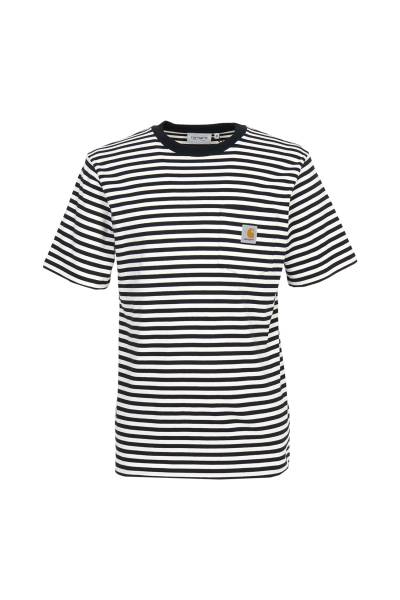 칼하트윕(CARHARTT WIP) 에즈라 스트라이프 포켓 남성 반팔티셔츠 I036179 3KRXX