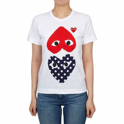 꼼데가르송(COMME DES GARCONS) 스크래치 도트 업사이드 다운 여성 반팔티셔츠 AZ T239 051 1 SA_AZ T239 051 1_100