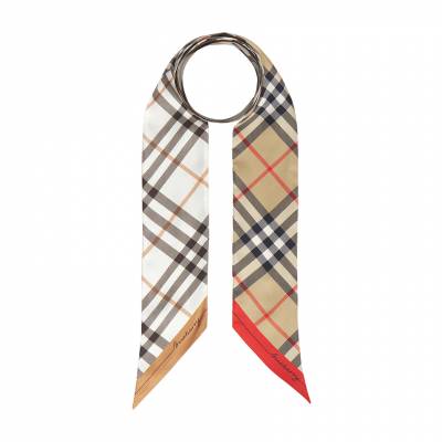 버버리(BURBERRY) 스크래치 체크 여성 실크 스키니 스카프 8119963 SA_8119963_026