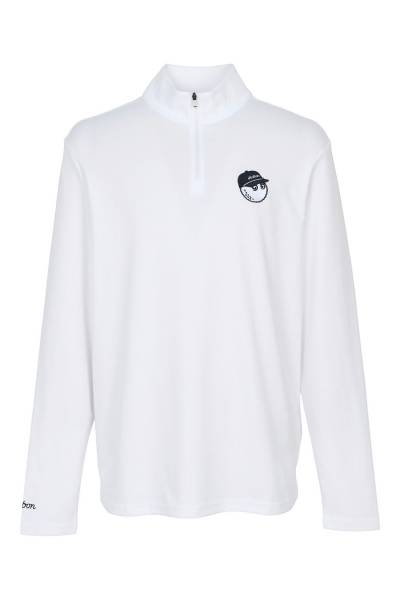 말본골프(MALBON GOLF) 골프웨어 남성 반집업 긴팔티셔츠 M9406 WHT